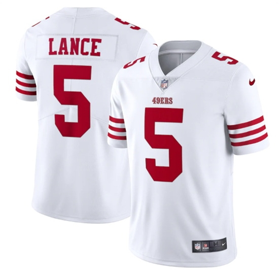 Men San Francisco 49ers 5 Trey Lance 2022 New White Vapor Untouchable Stitched Jersey Men San Francisco 49ers 5 Trey Lance 2022 New White Vapor Untouchable Stitched Jersey