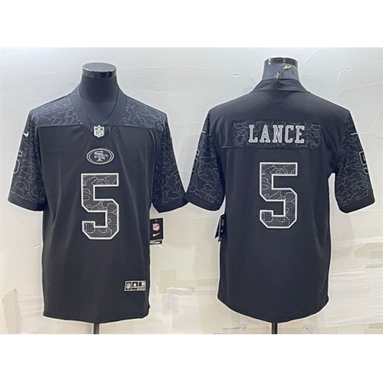 Men San Francisco 49ers 5 Trey Lance Black Reflective Limited Stitched Football Jersey Men San Francisco 49ers 5 Trey Lance Black Reflective Limited Stitched Football Jersey