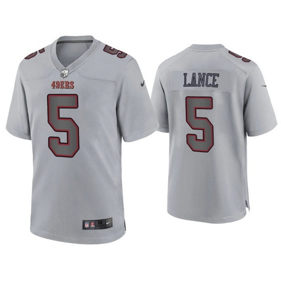 Men San Francisco 49ers 5 Trey Lance Grey Atmosphere Fashion Stitched Game Jersey Men San Francisco 49ers 5 Trey Lance Grey Atmosphere Fashion Stitched Game Jersey