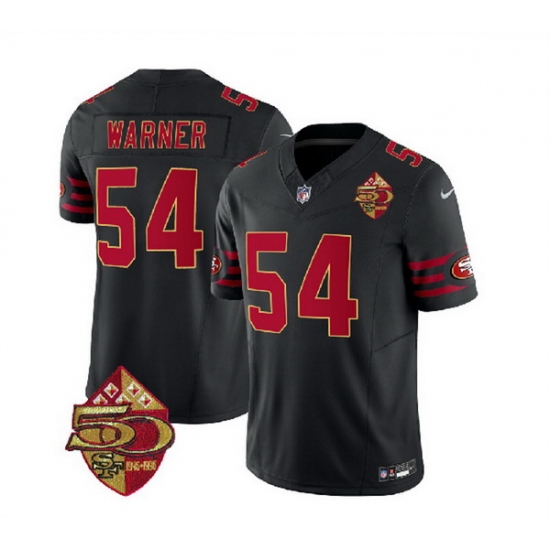 Men San Francisco 49ers 54 Fred Warner Black 2023 F U S E 50th Patch Vapor Limited Stitched Football Jersey Men San Francisco 49ers 54 Fred Warner Black 2023 F U S E 50th Patch Vapor Limited Stitched Football Jersey