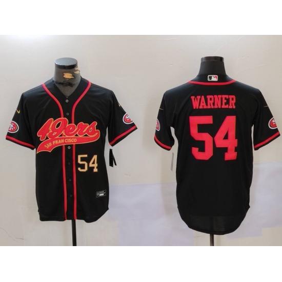 Men San Francisco 49ers 54 Fred Warner Black With Patch Cool Base Stitched Baseball Jersey 1 Men San Francisco 49ers 54 Fred Warner Black With Patch Cool Base Stitched Baseball Jersey 1