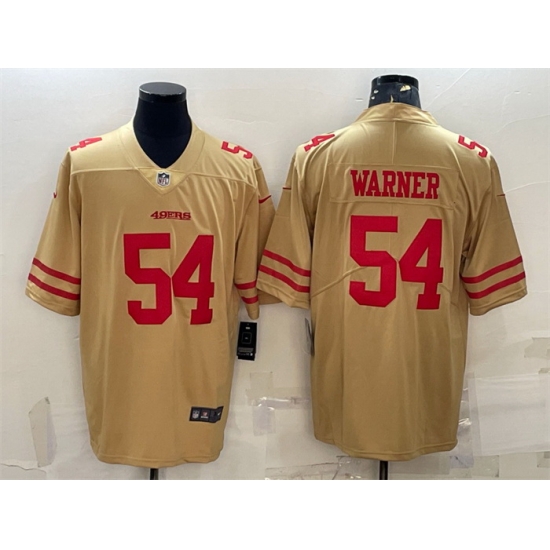 Men San Francisco 49ers 54 Fred Warner Gold Stitched Football Jersey Men San Francisco 49ers 54 Fred Warner Gold Stitched Football Jersey