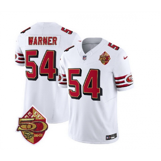 Men San Francisco 49ers 54 Fred Warner White 2023 F U S E 50th Patch Throwback Stitched Football Jersey Men San Francisco 49ers 54 Fred Warner White 2023 F U S E 50th Patch Throwback Stitched Football Jersey