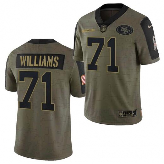 Men San Francisco 49ers 71 Trent Williams 2021 New Salute To Service Limited Jersey Men San Francisco 49ers 71 Trent Williams 2021 New Salute To Service Limited Jersey