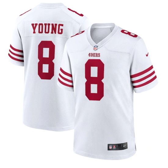 Men San Francisco 49ers 8 Steve Young 2022 New White Stitched Game Jersey Men San Francisco 49ers 8 Steve Young 2022 New White Stitched Game Jersey