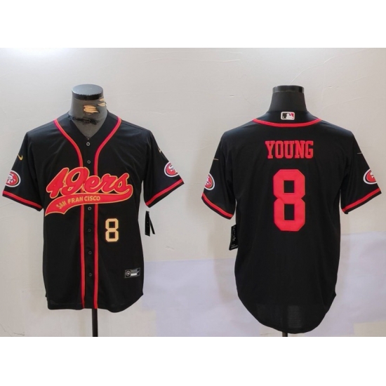 Men San Francisco 49ers 8 Steve Young Black With Patch Cool Base Stitched Baseball Jersey 3 Men San Francisco 49ers 8 Steve Young Black With Patch Cool Base Stitched Baseball Jersey 3