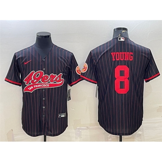 Men San Francisco 49ers 8 Steve Young Black With Patch Cool Base Stitched Baseball Jersey Men San Francisco 49ers 8 Steve Young Black With Patch Cool Base Stitched Baseball Jersey