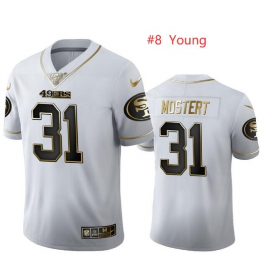 Men San Francisco 49ers 8 steve young White Gold 100th Anniversary jersey Men San Francisco 49ers 8 steve young White Gold 100th Anniversary jersey