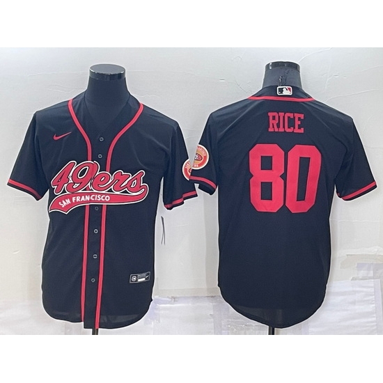 Men San Francisco 49ers 80 Jerry Rice Black Cool Base Stitched Baseball Jersey Men San Francisco 49ers 80 Jerry Rice Black Cool Base Stitched Baseball Jersey