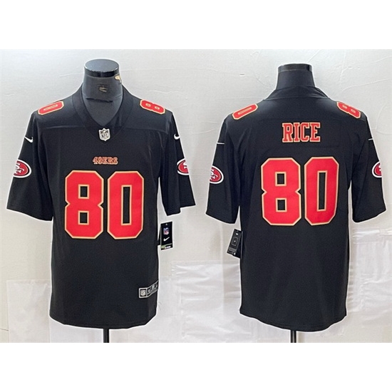 Men San Francisco 49ers 80 Jerry Rice Black Vapor Untouchable Limited Stitched Jersey Men San Francisco 49ers 80 Jerry Rice Black Vapor Untouchable Limited Stitched Jersey