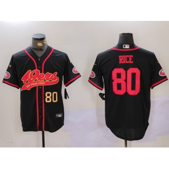 Men San Francisco 49ers 80 Jerry Rice Black With Patch Cool Base Stitched Baseball Jersey 1 Men San Francisco 49ers 80 Jerry Rice Black With Patch Cool Base Stitched Baseball Jersey 1