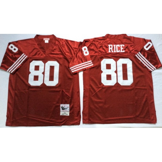 Men San Francisco 49ers 80 Jerry Rice Red M&N Throwback Jersey Men San Francisco 49ers 80 Jerry Rice Red M&N Throwback Jersey