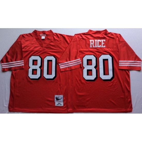 Men San Francisco 49ers 80 Jerry Rice Red Vintage M&N Jersey Men San Francisco 49ers 80 Jerry Rice Red Vintage M&N Jersey