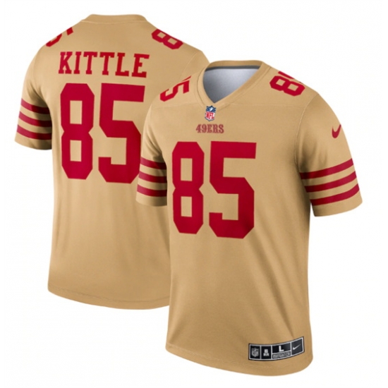 Men San Francisco 49ers 85 George Kittle 2022 New Gold Inverted Legend Stitched Football Jersey Men San Francisco 49ers 85 George Kittle 2022 New Gold Inverted Legend Stitched Football Jersey
