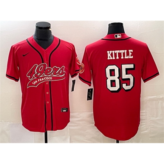 Men San Francisco 49ers 85 George Kittle New Red Cool Base Stitched Baseball Jersey Men San Francisco 49ers 85 George Kittle New Red Cool Base Stitched Baseball Jersey