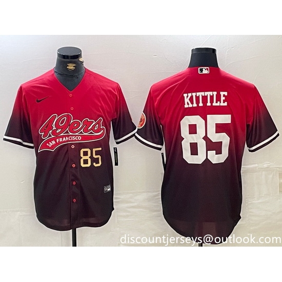 Men San Francisco 49ers 85 George Kittle Red Black With Patch Cool Base Stitched Baseball jerseys 1 Men San Francisco 49ers 85 George Kittle Red Black With Patch Cool Base Stitched Baseball jerseys 1