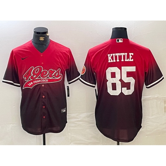 Men San Francisco 49ers 85 George Kittle Red Black With Patch Cool Base Stitched Baseball jerseys Men San Francisco 49ers 85 George Kittle Red Black With Patch Cool Base Stitched Baseball jerseys