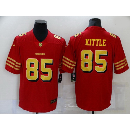 Men San Francisco 49ers 85 George Kittle Red Gold 2021 Vapor Untouchable Stitched NFL Nike Limited Jersey Men San Francisco 49ers 85 George Kittle Red Gold 2021 Vapor Untouchable Stitched NFL Nike Limited Jersey