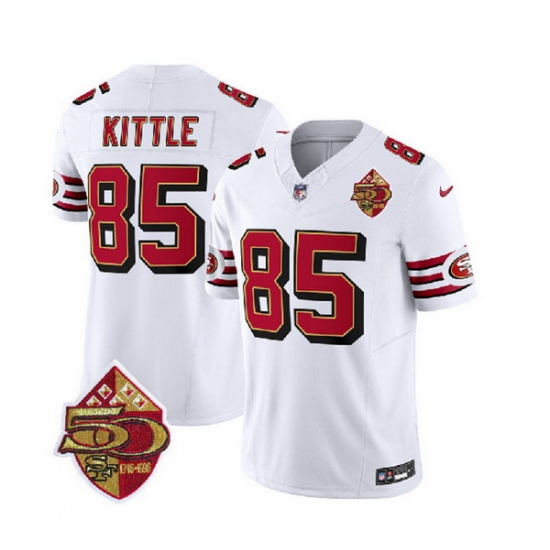 Men San Francisco 49ers 85 George Kittle White 2023 F U S E 50th Patch Vapor Untouchable Limited Stitched Football Jersey Men San Francisco 49ers 85 George Kittle White 2023 F U S E 50th Patch Vapor Untouchable Limited Stitched Football Jersey