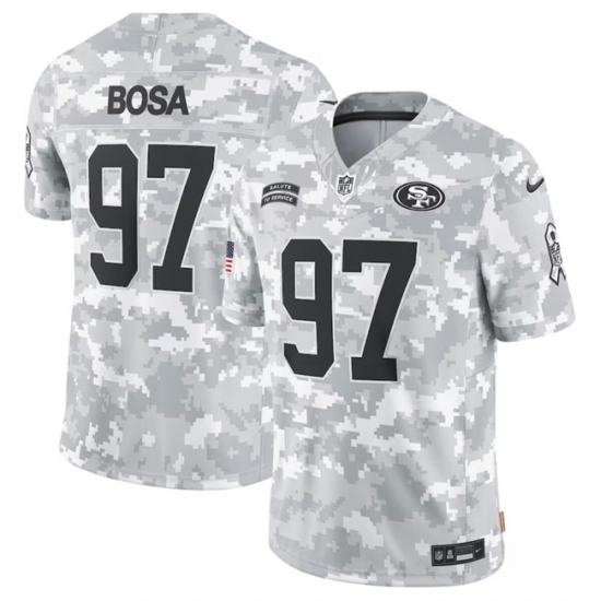 Men San Francisco 49ers 97 Nick Bosa 2024 Arctic Camo Salute To Service Limited Stitched Football Jersey Men San Francisco 49ers 97 Nick Bosa 2024 Arctic Camo Salute To Service Limited Stitched Football Jersey