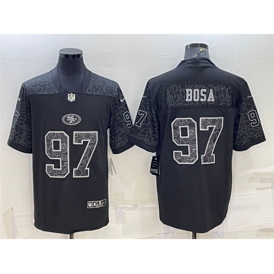 Men San Francisco 49ers 97 Nick Bosa Black Reflective Limited Stitched Football Jersey Men San Francisco 49ers 97 Nick Bosa Black Reflective Limited Stitched Football Jersey
