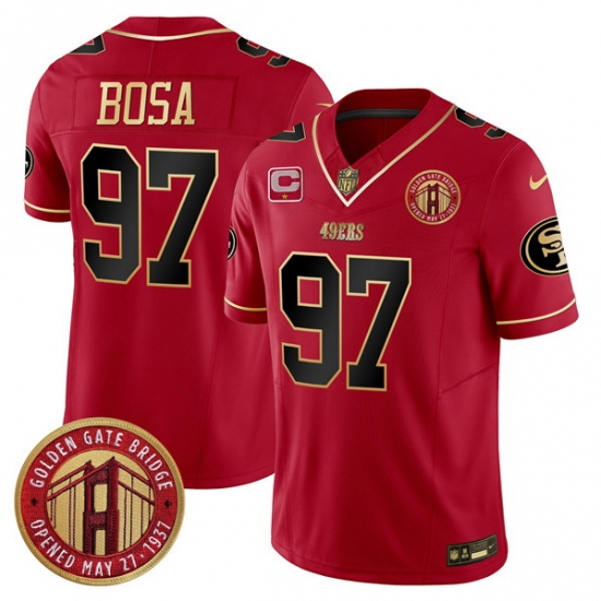 Men San Francisco 49ers 97 Nick Bosa Red F U S E Golden Gate Bridge With 1 Star C Patch Scarlet Vapor Limited Stitched Football Jersey Men San Francisco 49ers 97 Nick Bosa Red F U S E Golden Gate Bridge With 1 Star C Patch Scarlet Vapor Limited Stitched Football Jersey