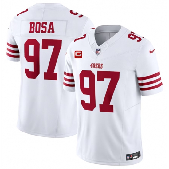 Men San Francisco 49ers 97 Nick Bosa White 2023 F U S E With 2 Star C Patch Vapor Untouchable Limited Stitched Football Jersey Men San Francisco 49ers 97 Nick Bosa White 2023 F U S E With 2 Star C Patch Vapor Untouchable Limited Stitched Football Jersey