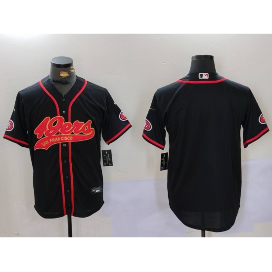 Men San Francisco 49ers Black With Patch Cool Base Stitched Baseball Jersey Men San Francisco 49ers Black With Patch Cool Base Stitched Baseball Jersey