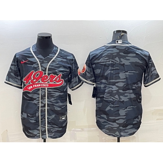 Men San Francisco 49ers Blank Grey Camo With Patch Cool Base Stitched Baseball Jersey Men San Francisco 49ers Blank Grey Camo With Patch Cool Base Stitched Baseball Jersey
