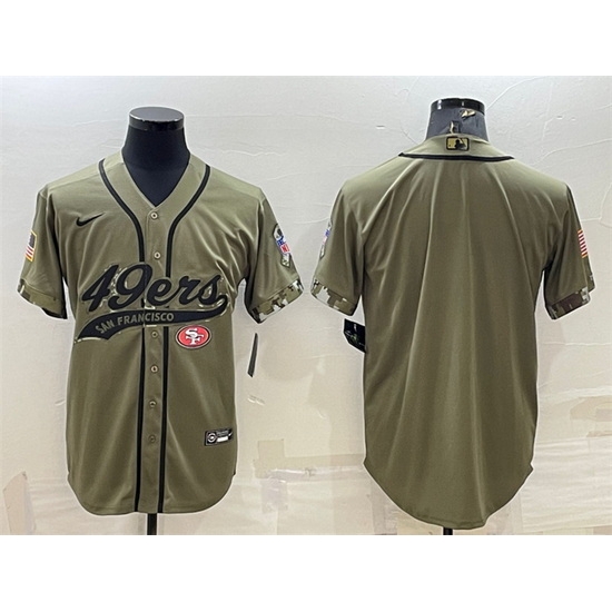 Men San Francisco 49ers Blank Olive Salute To Service Cool Base Stitched Baseball Jersey Men San Francisco 49ers Blank Olive Salute To Service Cool Base Stitched Baseball Jersey