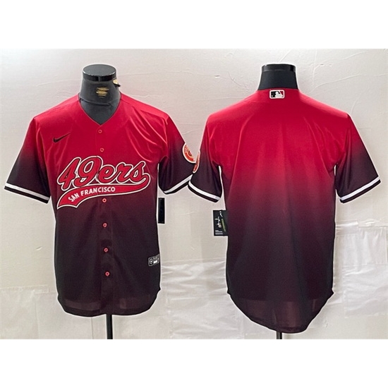 Men San Francisco 49ers Blank Red Black With Patch Cool Base Stitched Baseball Jersey Men San Francisco 49ers Blank Red Black With Patch Cool Base Stitched Baseball Jersey