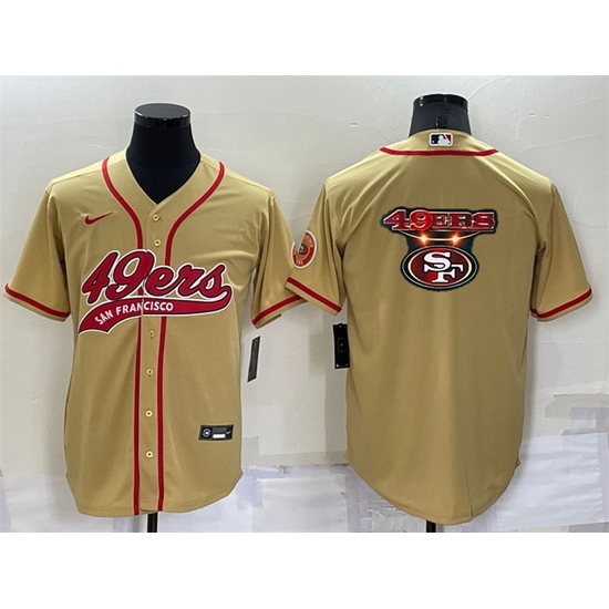 Men San Francisco 49ers Gold Team Big Logo With Patch Cool Base Stitched Baseb Men San Francisco 49ers Gold Team Big Logo With Patch Cool Base Stitched Baseb