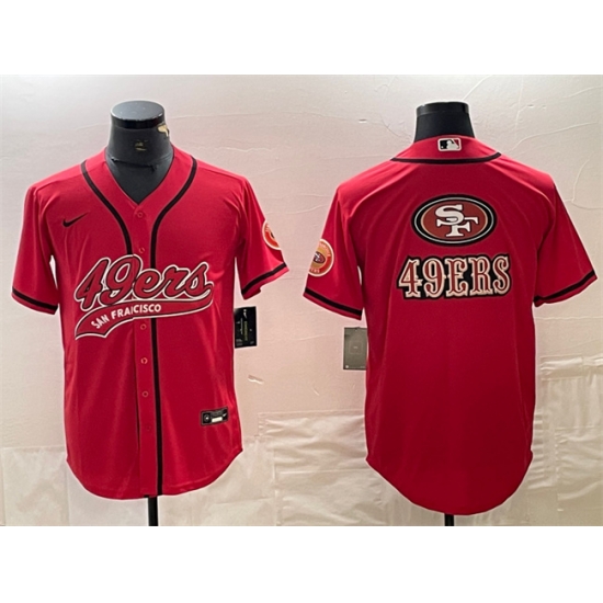 Men San Francisco 49ers Red Team Big Logo With Patch Cool Base Stitched Baseball Jerseys Men San Francisco 49ers Red Team Big Logo With Patch Cool Base Stitched Baseball Jerseys