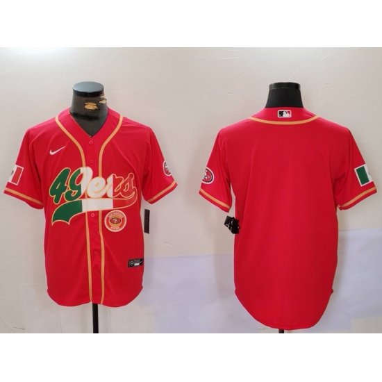 Men San Francisco 49ers Red With Patch Cool Base Stitched Baseball Jersey 1 Men San Francisco 49ers Red With Patch Cool Base Stitched Baseball Jersey 1