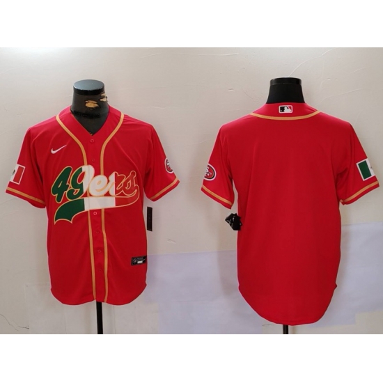 Men San Francisco 49ers Red With Patch Cool Base Stitched Baseball Jersey Men San Francisco 49ers Red With Patch Cool Base Stitched Baseball Jersey