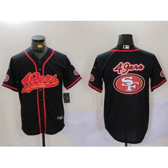 Men San Francisco 49ers Team Big Logo Black With Patch Cool Base Stitched Baseball Jersey 3 Men San Francisco 49ers Team Big Logo Black With Patch Cool Base Stitched Baseball Jersey 3