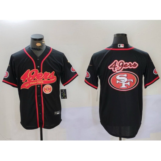 Men San Francisco 49ers Team Big Logo Black With Patch Cool Base Stitched Baseball Jersey 8 Men San Francisco 49ers Team Big Logo Black With Patch Cool Base Stitched Baseball Jersey 8