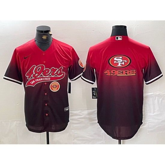 Men San Francisco 49ers Team Big Logo Red Black With Patch Cool Base Stitched Baseball Jersey 5 Men San Francisco 49ers Team Big Logo Red Black With Patch Cool Base Stitched Baseball Jersey 5