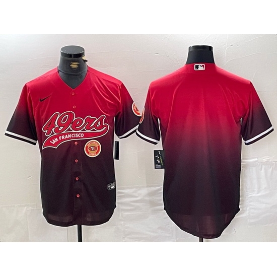 Men San Francisco 49ers Team Big Logo Red Black With Patch Cool Base Stitched Baseball Jersey 8 Men San Francisco 49ers Team Big Logo Red Black With Patch Cool Base Stitched Baseball Jersey 8