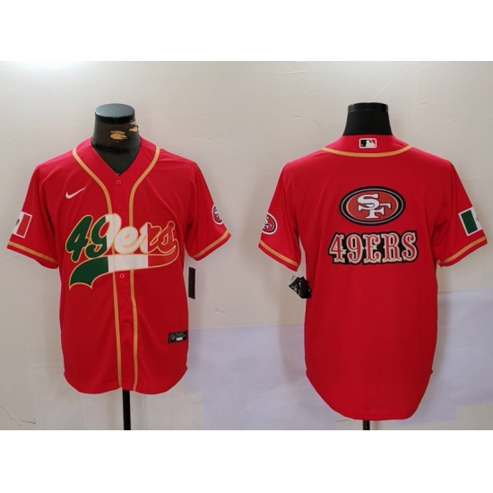 Men San Francisco 49ers Team Big Logo Red With Patch Cool Base Stitched Baseball Jersey 1 Men San Francisco 49ers Team Big Logo Red With Patch Cool Base Stitched Baseball Jersey 1