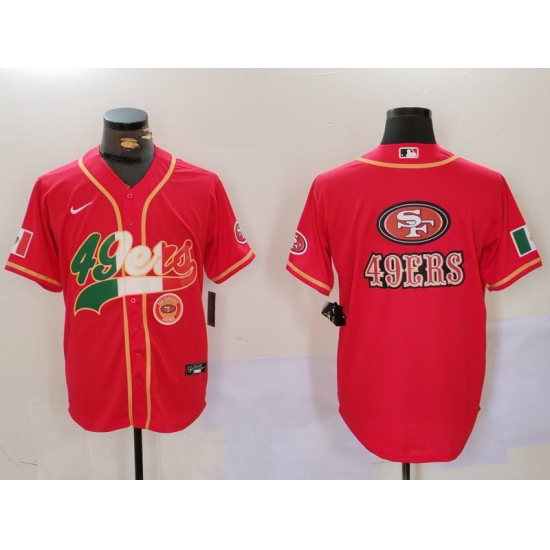 Men San Francisco 49ers Team Big Logo Red With Patch Cool Base Stitched Baseball Jersey 2 Men San Francisco 49ers Team Big Logo Red With Patch Cool Base Stitched Baseball Jersey 2