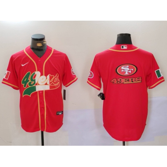 Men San Francisco 49ers Team Big Logo Red With Patch Cool Base Stitched Baseball Jersey 5 Men San Francisco 49ers Team Big Logo Red With Patch Cool Base Stitched Baseball Jersey 5