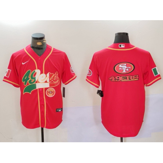 Men San Francisco 49ers Team Big Logo Red With Patch Cool Base Stitched Baseball Jersey 8 Men San Francisco 49ers Team Big Logo Red With Patch Cool Base Stitched Baseball Jersey 8