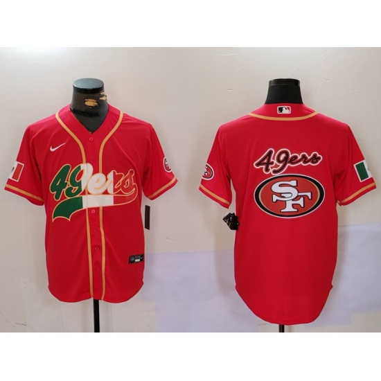 Men San Francisco 49ers Team Big Logo Red With Patch Cool Base Stitched Baseball Jersey Men San Francisco 49ers Team Big Logo Red With Patch Cool Base Stitched Baseball Jersey