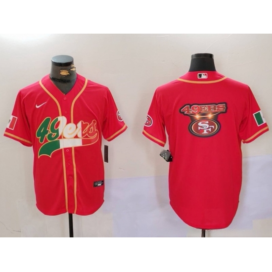 Men San Francisco 49ers Team Big Logo Red With Patch Cool Base Stitched Baseball Jerseys 9 Men San Francisco 49ers Team Big Logo Red With Patch Cool Base Stitched Baseball Jerseys 9