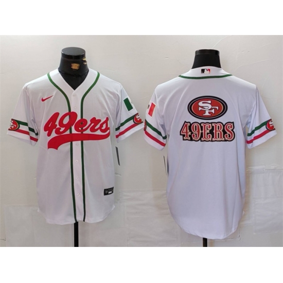 Men San Francisco 49ers Team Big Logo White With Patch Cool Base Stitched Baseball Jersey 1 Men San Francisco 49ers Team Big Logo White With Patch Cool Base Stitched Baseball Jersey 1