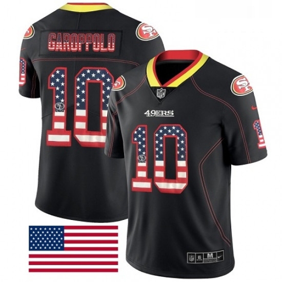 Mens Nike San Francisco 49ers 10 Jimmy Garoppolo Limited Black Rush USA Flag NFL Jersey Mens Nike San Francisco 49ers 10 Jimmy Garoppolo Limited Black Rush USA Flag NFL Jersey