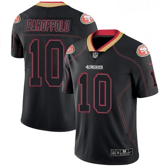 Mens Nike San Francisco 49ers 10 Jimmy Garoppolo Limited Lights Out Black Rush NFL Jersey Mens Nike San Francisco 49ers 10 Jimmy Garoppolo Limited Lights Out Black Rush NFL Jersey