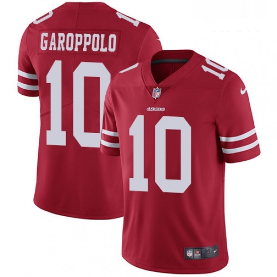 Mens Nike San Francisco 49ers 10 Jimmy Garoppolo Red Team Color Vapor Untouchable Limited Player NFL Jersey Mens Nike San Francisco 49ers 10 Jimmy Garoppolo Red Team Color Vapor Untouchable Limited Player NFL Jersey