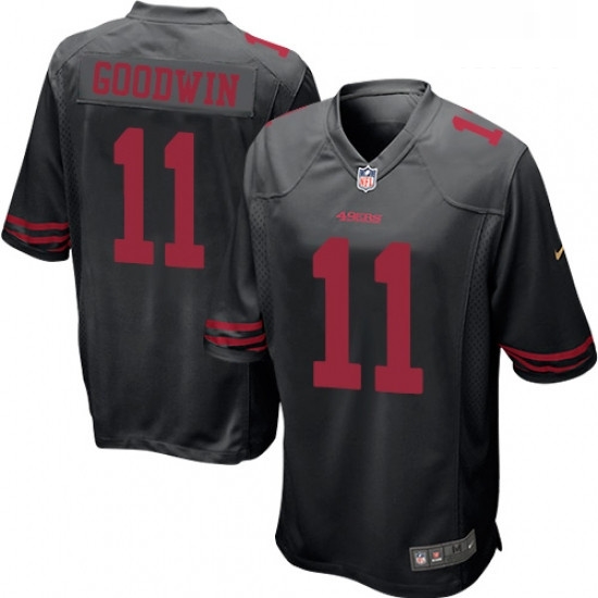 Mens Nike San Francisco 49ers 11 Marquise Goodwin Game Black NFL Jersey Mens Nike San Francisco 49ers 11 Marquise Goodwin Game Black NFL Jersey